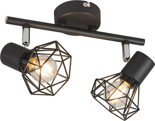 QAZQA mosh - Moderne Plafondspot | Spotje | Opbouwspot - 2 lichts - L 34 mm - Zwart - Woonkamer | Slaapkamer | Keuken