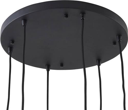 Lindby - hanglamp - 6lichts - Glas, ijzer - E27 - rokerig grijs