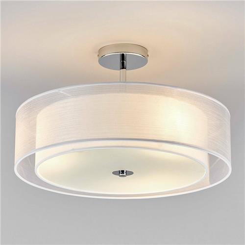 Lindby - plafondlamp - 3lichts - textiel, glas, metaal - H: 27.5 cm - E27 - wit, chroom