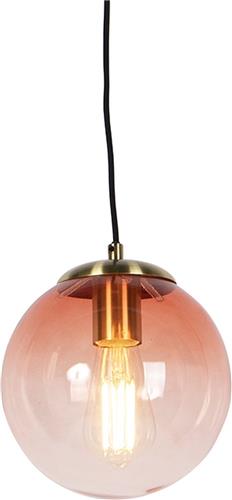 QAZQA pallon - Art Deco Hanglamp - 1 lichts - Ø 200 mm - Roze - Woonkamer | Slaapkamer | Keuken