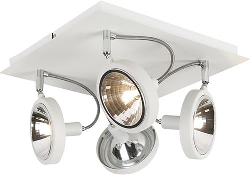 QAZQA nox - Design Plafondspot | Spotje | Opbouwspot - 4 lichts - L 320 mm - Wit - Woonkamer | Slaapkamer | Keuken