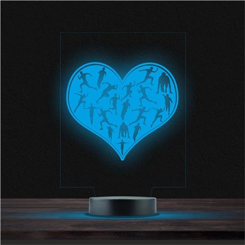 Led Lamp Met Gravering - RGB 7 Kleuren - Hart Atlethiek