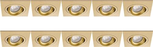 Spot Armatuur 10 Pack - Proma Borny Pro - GU10 Inbouwspot - Vierkant - Goud - Aluminium - Kantelbaar - 92mm