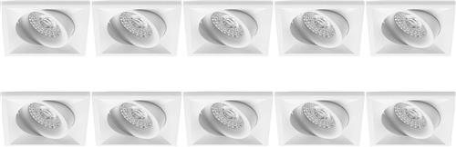 Spot Armatuur 10 Pack - Proma Qiundo Pro - GU10 Inbouwspot - Vierkant - Wit - Aluminium - Kantelbaar - 80mm