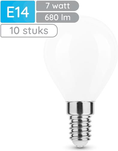 Modee E14 LED Lamp 7W - 680lm - 4000K - Neutraal Wit - LED Filament Melkglas Globe Mini P45 - Vervangt 60W Halogeen Gloeilamp - 10 stuks