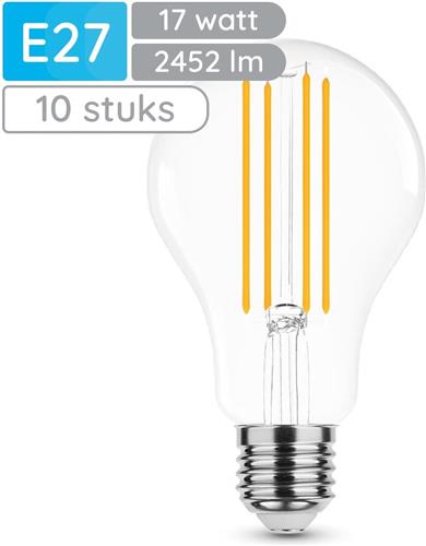 Modee E27 LED Lamp 17W - 2452lm - 4000K - Neutraal Wit - LED Filament Globe A70 - Vervangt 150W Halogeen Gloeilamp - 10 stuks