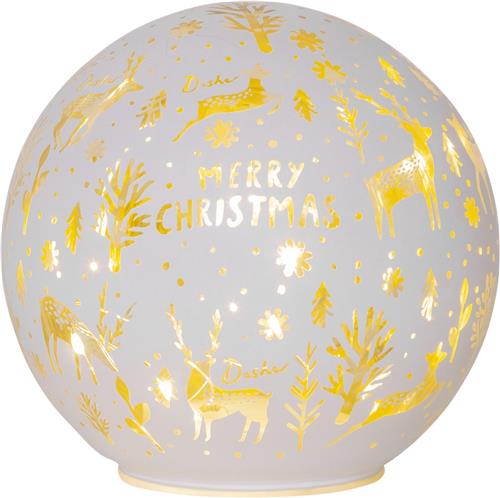 Star Trading LED ball light MerryX-Mas, tafeldecoratie, wit, warm wit, glazen bol, timer, batterij, Ø15 cm
