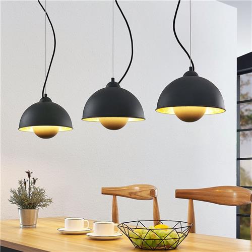 Lindby - hanglamp - 3lichts - metaal - E27 - zwart, goud