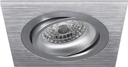 Spot Armatuur GU10 - Pragmi Borny Pro - GU10 Inbouwspot - Vierkant - Zilver - Aluminium - Kantelbaar - 92mm