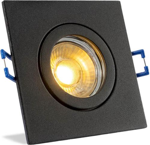 IP44 LED Inbouwspot Selena - badkamer of buiten - Vierkante spot - Zwart - Extra Warm Wit - 2700K - 3Watt - Philips