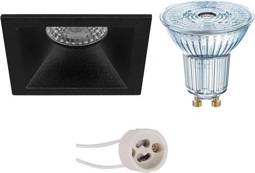LED Spot Set - OSRAM Parathom PAR16 940 36D - Pragmi Pollon Pro - GU10 Fitting - Dimbaar - Inbouw Vierkant - Mat Zwart - 5.5W - Natuurlijk Wit 4000K - Verdiept - 82mm