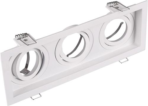 Spot Armatuur GU10 - Trion Kenan - GU10 Inbouwspot - Rechthoek - 3-lichts - Wit - Aluminium - Verdiept - Kantelbaar - Ø90
