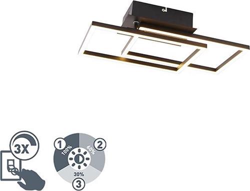 QAZQA plazas - Moderne Dimbare Plafondlamp met Dimmer - 1 lichts - L 500 mm - Zwart - Woonkamer | Slaapkamer | Keuken