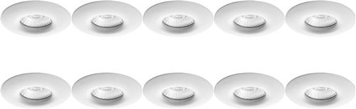 Spot Armatuur 10 Pack - Pragmi Luno Pro - GU10 Inbouwspot - Waterdicht IP65 - Rond - Wit - Aluminium - Ø82mm