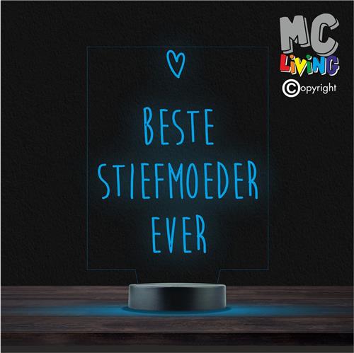 Led Lamp Met Gravering - RGB 7 Kleuren - Beste Stiefmoeder Ever