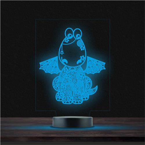 Led Lamp Met Gravering - RGB 7 Kleuren - Draak