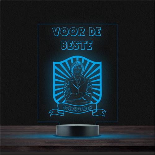 Led Lamp Met Gravering - RGB 7 Kleuren - Voor De Beste Boekhouder