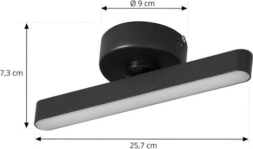 Lindby - LED plafondlamp - 1licht - IJzer, aluminium, kunststof - H: 7.3 cm - zwart - Inclusief lichtbron