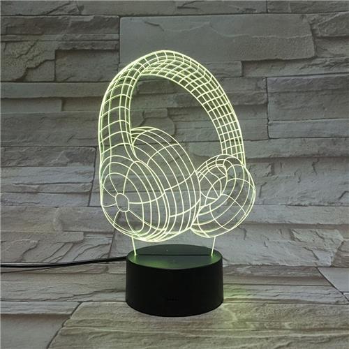 3D Led Lamp Met Gravering - RGB 7 Kleuren - Koptelefoon
