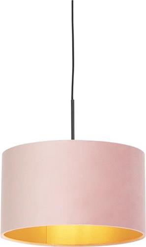 QAZQA combi - Landelijke Hanglamp met kap - 1 lichts - Ø 350 mm - Roze - Woonkamer | Slaapkamer | Keuken