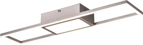 LED Plafondlamp - Plafondverlichting - Torna Riyaz - 22W - Aanpasbare Kleur - Afstandsbediening - Dimbaar - Rechthoek - Mat Nikkel - Aluminium