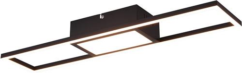 LED Plafondlamp - Plafondverlichting - Trion Riyaz - 22W - Aanpasbare Kleur - Afstandsbediening - Dimbaar - Rechthoek - Mat Zwart - Aluminium