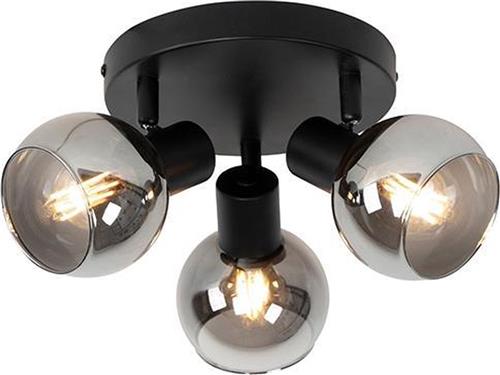 QAZQA vidro - Art Deco Plafondspot | Spotje | Opbouwspot - 3 lichts - Ø 35 cm - Zwart - Woonkamer | Slaapkamer | Keuken