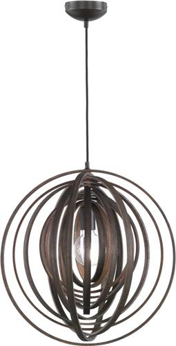 LED Hanglamp - Torna Bola - E27 Fitting - Rond - Mat Donkerbruin Hout