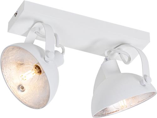QAZQA magnax - Industriele Plafondspot | Spotje | Opbouwspot - 2 lichts - L 37.9 cm - Wit - Industrieel - Woonkamer