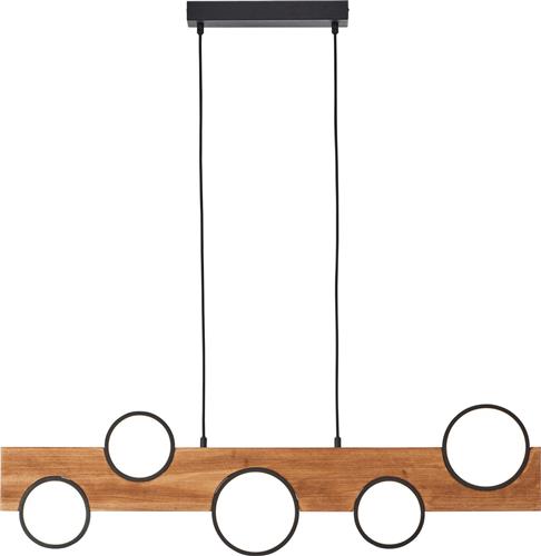 Brilliant lamp Cheesy LED hanglamp 100cm mat zwart/hout metaal/glas bruin 34 W LED geïntegreerd