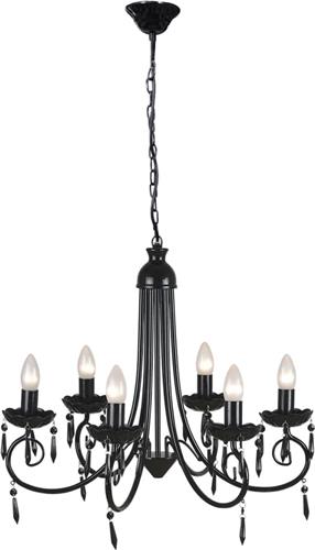 vidaXL - Plafondlamp - kroonluchter - 6 - lampjes - zwart