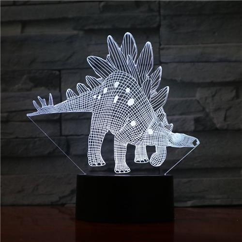 3D Led Lamp Met Gravering - RGB 7 Kleuren - Dinosaurus