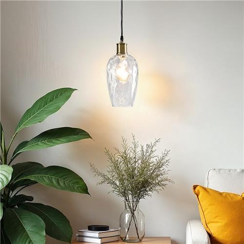 1-lichts hanglamp Verona transparant - langwerpig glas bolling