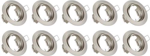 Spot Armatuur 10 Pack - Trion - GU10 Inbouwspot - Rond - Nikkel - Aluminium - Kantelbaar Ø83mm
