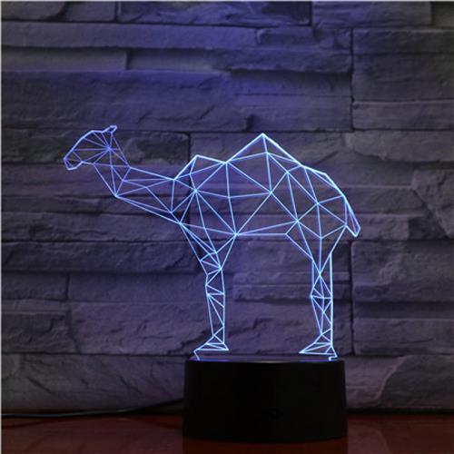 3D Led Lamp Met Gravering - RGB 7 Kleuren - Kameel