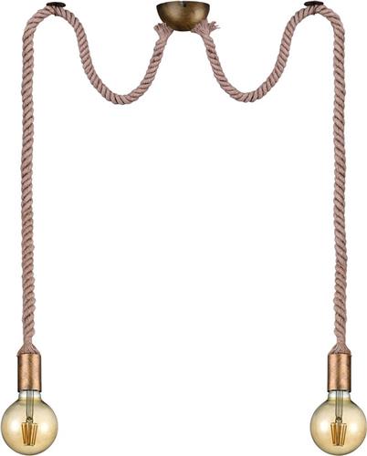 LED Hanglamp - Hangverlichting - Trion Robin - E27 Fitting - 2-lichts - Rond - Oud Brons - Aluminium