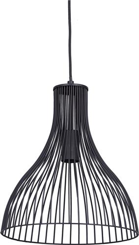 Relaxdays hanglamp draad - plafondlamp - E27- uittrekbaar - woonkamerlamp - metaal - zwart