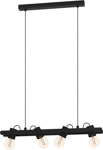 EGLO Plimsoll Hanglamp - E27 - 77 cm - Zwart - Staal/Hout