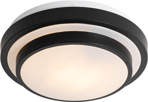QAZQA walden - Moderne Plafondlamp voor buiten - 1 lichts - Ø 25.5 cm - Zwart - Buitenverlichting
