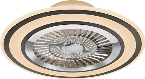 LED Plafondlamp met Ventilator - Plafondventilator - Trion Figon - 36W - Afstandsbediening - Aanpasbare Kleur - Dimbaar - Rond - Mat Zwart - Kunststof