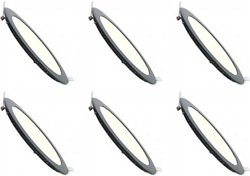 LED Downlight Slim 6 Pack - Inbouw - 3W - Dimbaar - Natuurlijk Wit 4200K - Rond - Mat Zwart - Aluminium - Ø83mmm