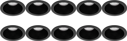 Spot Armatuur 10 Pack - Proma Minko Pro - GU10 Inbouwspot - Rond - Zwart - Aluminium - Verdiept - Ø90mm