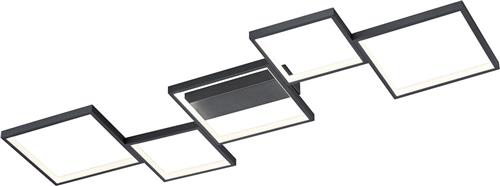LED Plafondlamp - Plafondverlichting - Trion Soranto - 34W - Warm Wit 3000K - Dimbaar - Rechthoek - Mat Zwart - Aluminium