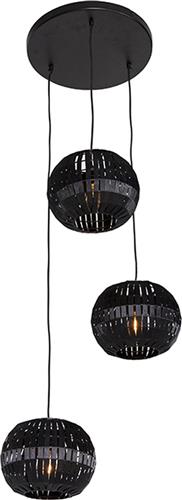 QAZQA zoe - Moderne Hanglamp - 3 lichts - Ø 40 cm - Zwart - Woonkamer | Slaapkamer | Keuken