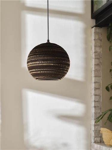 LEDVANCE hanglamp Decor Cardboard Ball bruin van golfkarton, lichtgewicht, E27, 260 mm diameter, lampenkap van gerecycled materiaal, duurzaam dankzij vervangbare lichtbron, eenvoudig te installeren