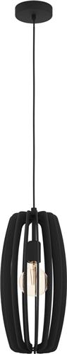 EGLO Bajazzara Hanglamp - E27 - Staal;Hout - Zwart