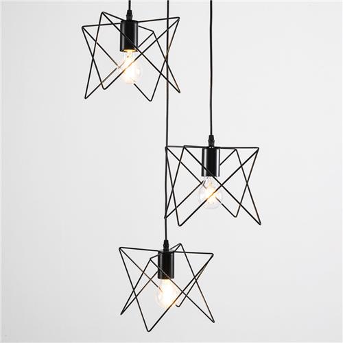 Industriële hanglamp zwart metaal 3-lichts  Star