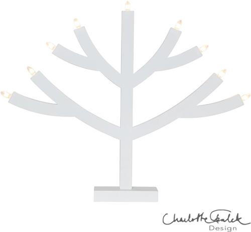 Star Trading kandelaar Grene, wit, hout, 9-vlam, 64cm