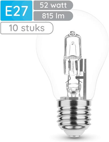 Modee E27 Halogeen Lamp Dimbaar 52W ECO - 815lm - 2700K - Warm Wit - ECO Halogeen Globe A55 - 10 stuks