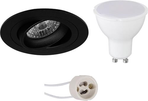 LED Spot Set - Proma Alpin Pro - GU10 Fitting - Inbouw Rond - Mat Zwart - 4W - Helder/Koud Wit 6400K - Kantelbaar Ø92mm